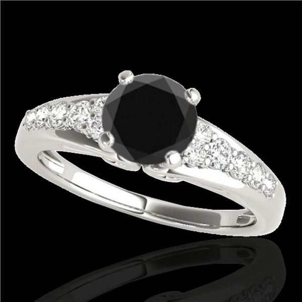 1.40 ctw Certified VS Black Diamond Solitaire Ring 10k White Gold - REF-48Y5X