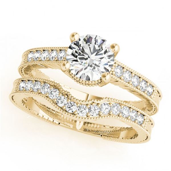 0.88 ctw Certified VS/SI Diamond 2pc Wedding Set Antique 14k Yellow Gold - REF-114N5F