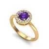 Image 2 : 0.75 ctw Amethyst & Micro VS/SI Diamond Certified Ring 18k Yellow Gold - REF-33W3H