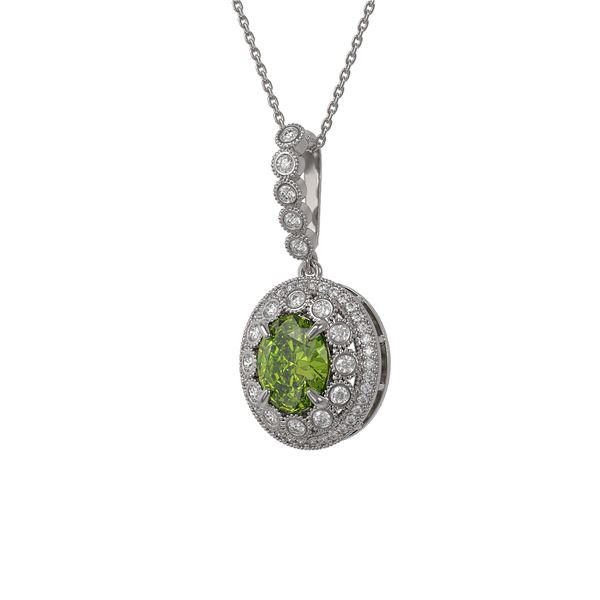 4.22 ctw Tourmaline & Diamond Victorian Necklace 14K White Gold - REF-134H2R