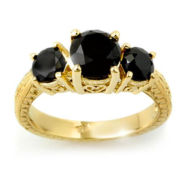 2.50 ctw VS Black Diamond 3 Stone Ring 14k Yellow Gold - REF-52F4M