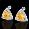 Image 1 : 3 ctw Citrine & Micro Pave VS/SI Diamond Stud Earrings 18k White Gold - REF-48G6W