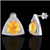 Image 2 : 3 ctw Citrine & Micro Pave VS/SI Diamond Stud Earrings 18k White Gold - REF-48G6W