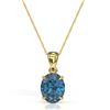 Image 2 : 3.50 ctw London Blue Topaz Designer Solitaire Necklace 18k Yellow Gold - REF-24X5A