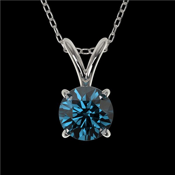 0.55 ctw Certified Intense Blue Diamond Necklace 10k White Gold - REF-34F4M