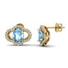 Image 2 : 4 ctw Sky Blue Topaz & Micro Pave VS/SI Diamond Earrings 10k Yellow Gold - REF-45N3F