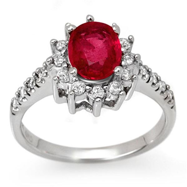 2.45 ctw Pink Sapphire & Diamond Ring 14k White Gold - REF-93R6K