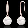 Image 2 : 0.18 ctw Micro VS/SI Diamond & Pearl Designer Earrings 14k Rose Gold - REF-23F2M