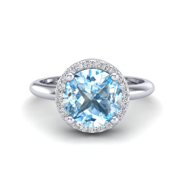 2.70 ctw Sky Blue Topaz & Micro VS/SI Diamond Ring 18k White Gold - REF-38A2N
