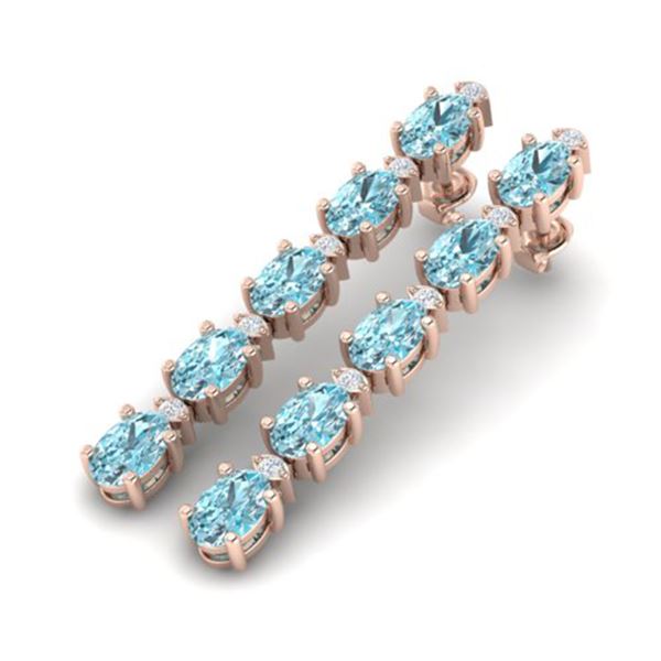 6 ctw Sky Blue Topaz & VS/SI Diamond Earrings 10k Rose Gold - REF-28A6N