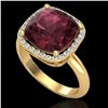 Image 2 : 6 ctw Garnet & Micro Pave Halo VS/SI Diamond Ring 18k Yellow Gold - REF-44F3M