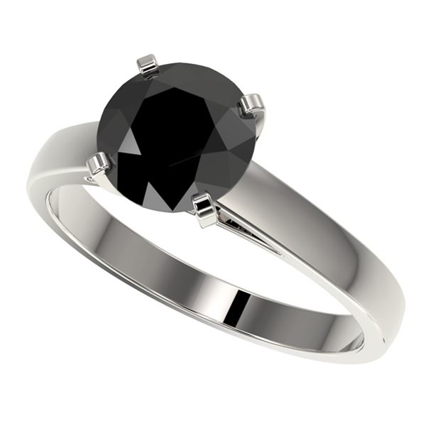 2 ctw Fancy Black Diamond Solitaire Engagment Ring 10k White Gold - REF-43F2M