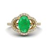 Image 1 : 2 ctw Emerald & Micro Pave VS/SI Diamond Certified Ring 10k Yellow Gold - REF-34K3Y