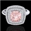 Image 1 : 1.92 ctw Morganite & Micro VS/SI Diamond Pave Ring 18k White Gold - REF-56K2Y