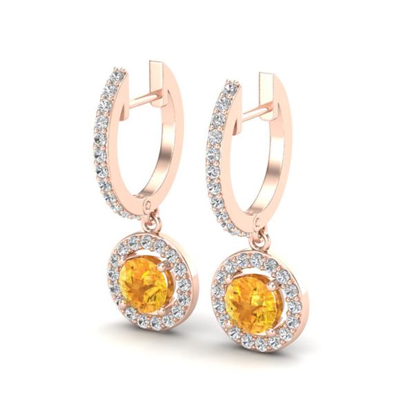 1.75 ctw Citrine & Micro Pave VS/SI Diamond Earrings 14k Rose Gold - REF-56F2M