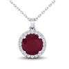 Image 2 : 2 ctw Ruby & Halo VS/SI Diamond Micro Pave Necklace 18k White Gold - REF-34X4A