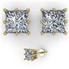 Image 2 : 1.0 ctw VS/SI Princess Diamond Stud Solitaire Earrings 18k Yellow Gold - REF-147K2Y