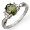 Image 1 : 1.06 ctw Green Tourmaline & Diamond Ring 18k White Gold - REF-28G8W