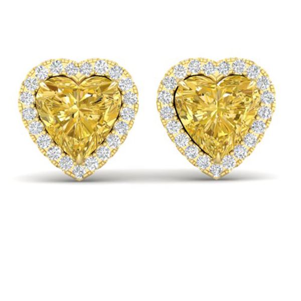 2 ctw Citrine & Micro Pave VS/SI Diamond EARRRING Heart 14k Yellow Gold - REF-38F2M