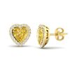 Image 2 : 2 ctw Citrine & Micro Pave VS/SI Diamond EARRRING Heart 14k Yellow Gold - REF-38F2M