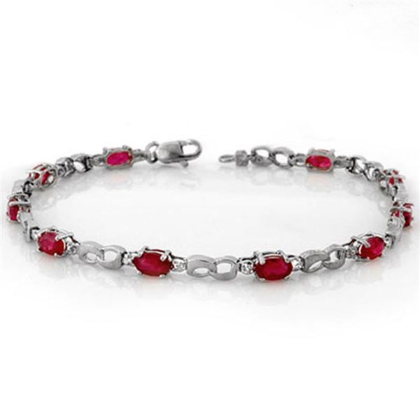 3.51 ctw Ruby & Diamond Bracelet 10k White Gold - REF-21Y8X