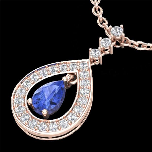 1.15 ctw Tanzanite & Micro Pave VS/SI Diamond Necklace 14k Rose Gold - REF-49R3K