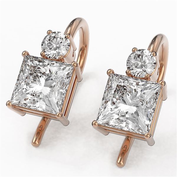 1.25 ctw Princess Cut Diamond Designer Earrings 18K Rose Gold - REF-170A2N
