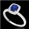 Image 2 : 1.25 ctw Sapphire & Micro Pave VS/SI Diamond Ring 10k White Gold - REF-30G8W