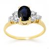 Image 1 : 1.41 ctw Blue Sapphire & Diamond Ring 14k Yellow Gold - REF-19G8W