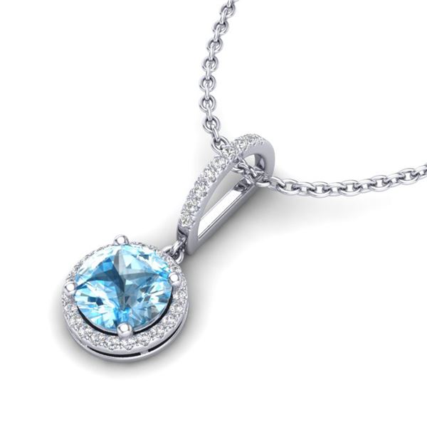 2.75 ctw Sky Blue Topaz & Micro Pave Diamond Necklace 18k White Gold - REF-39X5A
