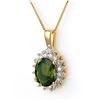 Image 1 : 3.45 ctw Green Tourmaline & Diamond Necklace 14k Yellow Gold - REF-81F8M