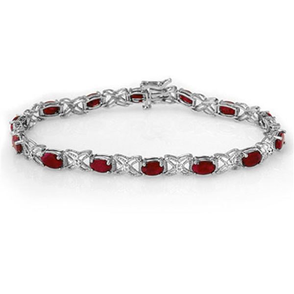 8.55 ctw Ruby & Diamond Bracelet 14k White Gold - REF-105F5M