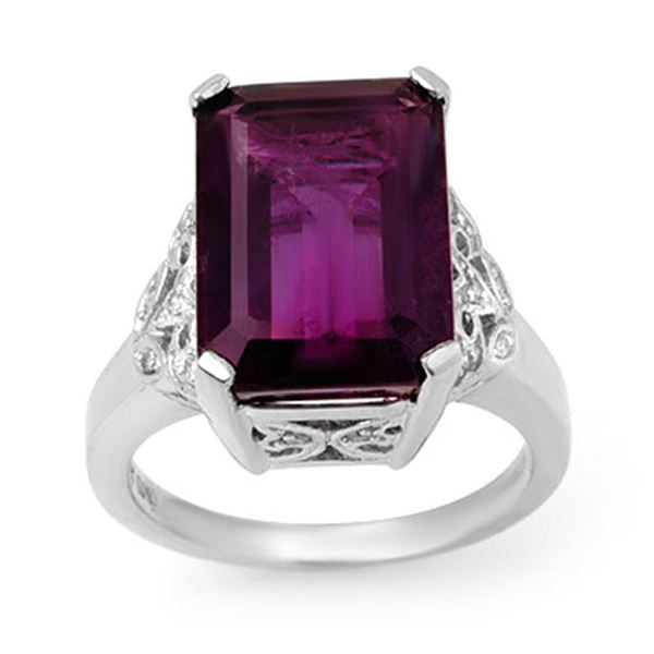 8.20 ctw Amethyst & Diamond Ring 14k White Gold - REF-44X8A
