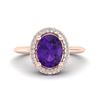 Image 1 : 1.75 ctw Amethyst & Micro VS/SI Diamond Ring Halo 14k Rose Gold - REF-30K2Y