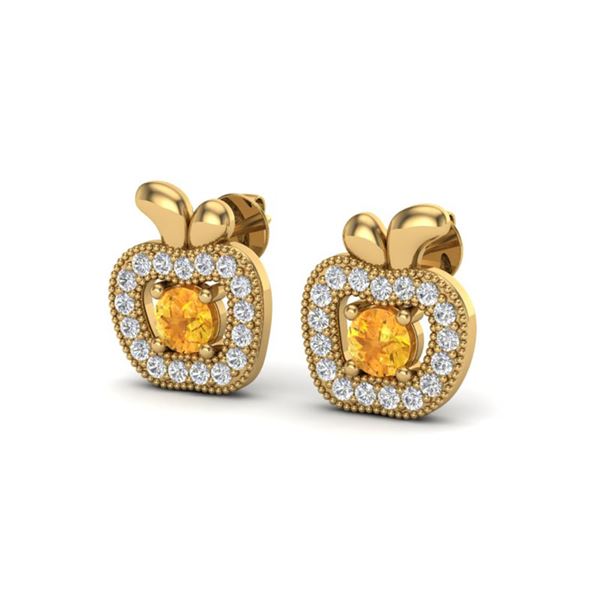 0.61 ctw Citrine & VS/SI Diamond Micro Pave Earrings 18k Yellow Gold - REF-32Y6X