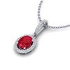 Image 2 : 2 ctw Ruby & Micro Pave VS/SI Diamond Necklace Halo 18k White Gold - REF-55A2N