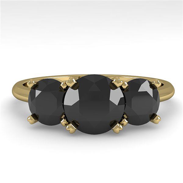 2 ctw Black Diamond Past Present Future Designer Ring 14k Yellow Gold - REF-48W2H