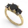 Image 2 : 2 ctw Black Diamond Past Present Future Designer Ring 14k Yellow Gold - REF-48W2H