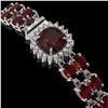 Image 3 : 17.34 ctw Garnet & Diamond Bracelet 14K White Gold - REF-263R6K