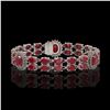 Image 1 : 20.99 ctw Ruby & Diamond Bracelet 14K White Gold - REF-263K6Y