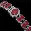 Image 3 : 20.99 ctw Ruby & Diamond Bracelet 14K White Gold - REF-263K6Y