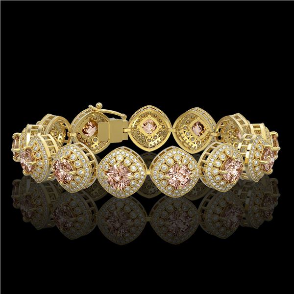 31.35 ctw Morganite & Diamond Victorian Bracelet 14K Yellow Gold - REF-1063N3F