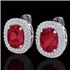 Image 1 : 6.30 ctw Ruby & Micro Pave VS/SI Diamond Earrings 18k White Gold - REF-160R9K