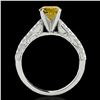 Image 2 : 1.41 ctw Certified SI Intense Yellow Diamond Antique Ring 10k White Gold - REF-197W8H