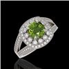 Image 1 : 2.39 ctw Certified Tourmaline & Diamond Victorian Ring 14K White Gold - REF-106H5R
