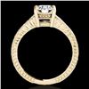 Image 2 : 1.45 ctw Certified Diamond Solitaire Antique Ring 10k Yellow Gold - REF-245R5K