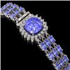 Image 2 : 27.75 ctw Tanzanite & Diamond Bracelet 14K White Gold - REF-377K5Y