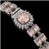 Image 3 : 18.59 ctw Morganite & Diamond Bracelet 14K White Gold - REF-331R8K