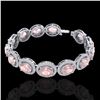 Image 2 : 23 ctw Morganite & Micro Pave VS/SI Diamond Bracelet 10k White Gold - REF-527H3R