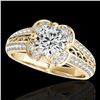 Image 1 : 1.5 ctw Certified Diamond Solitaire Halo Ring 10k Yellow Gold - REF-190M9G